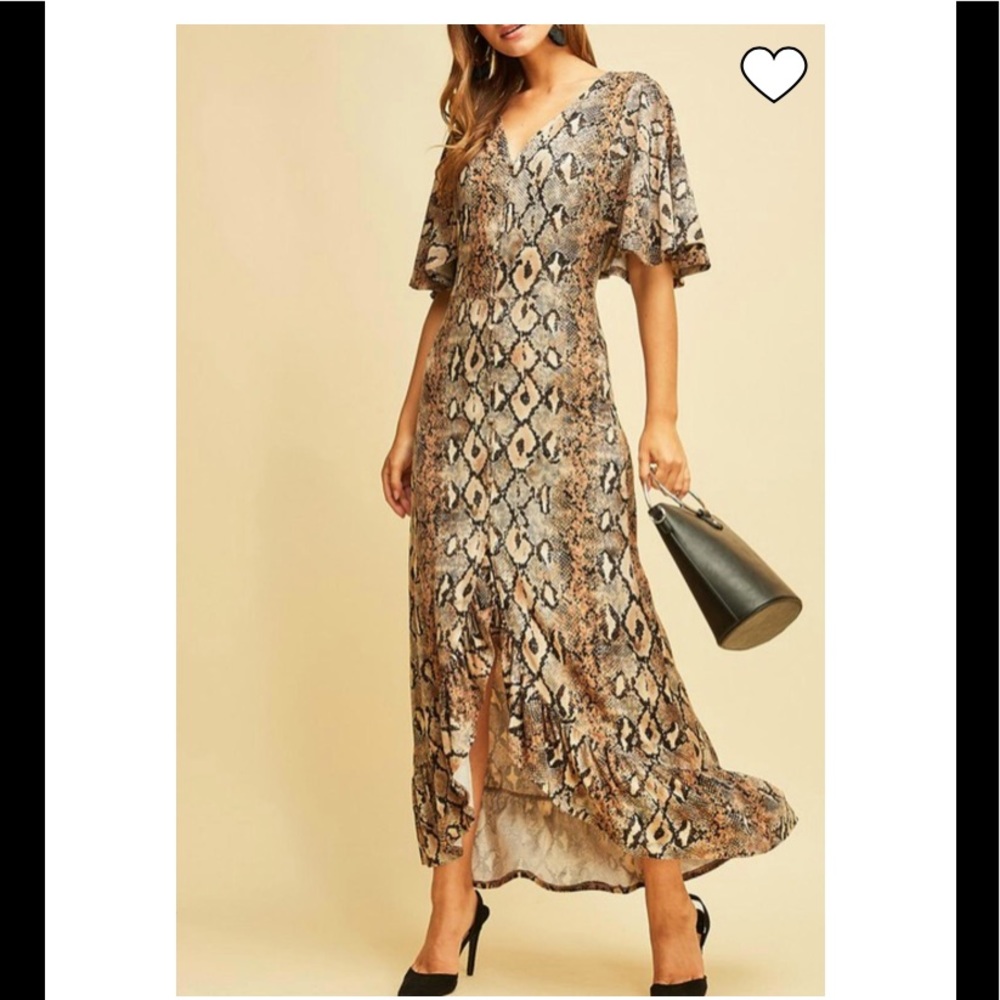 NWT Entro snakeskin high low maxi dress